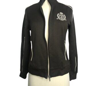 Lauren‎ Ralph Lauren Track Jacket Women's Black Activewear Full Zip Crest Logo